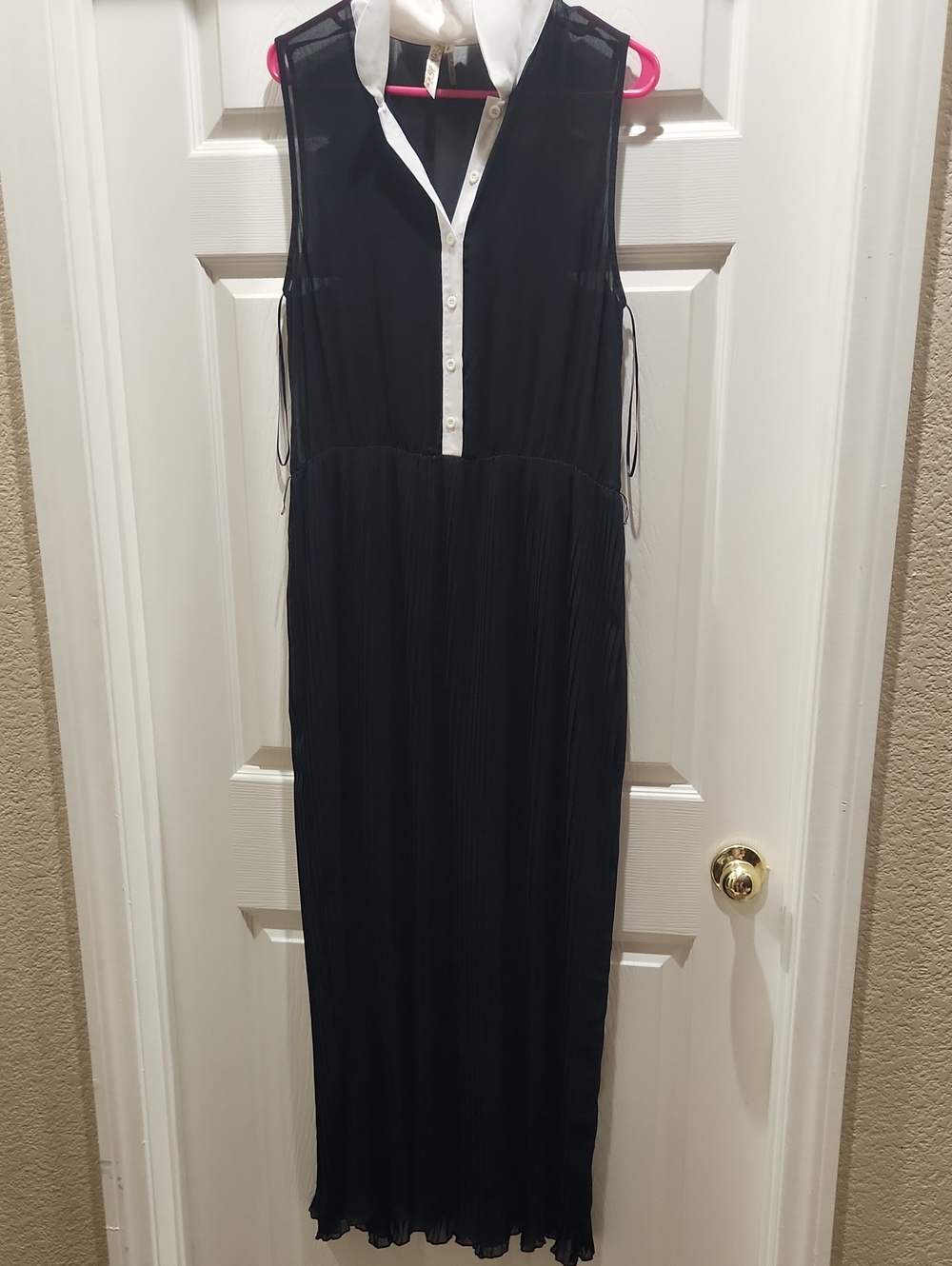 Andree Black Maxi Dress with White Contrast Collar
